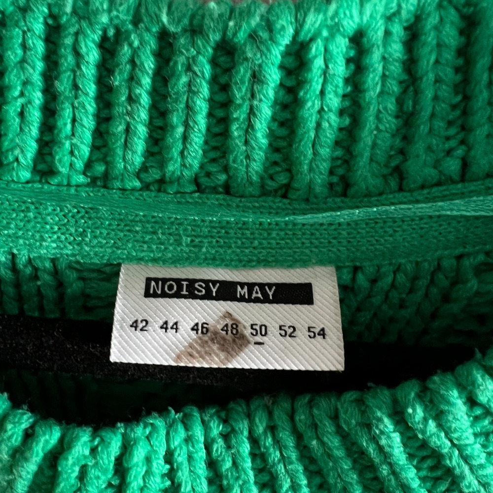Cable‎ Knit Chunky Oversized Sweater Green Cream Accent Acrylic Noisy May - Picture 4 of 13